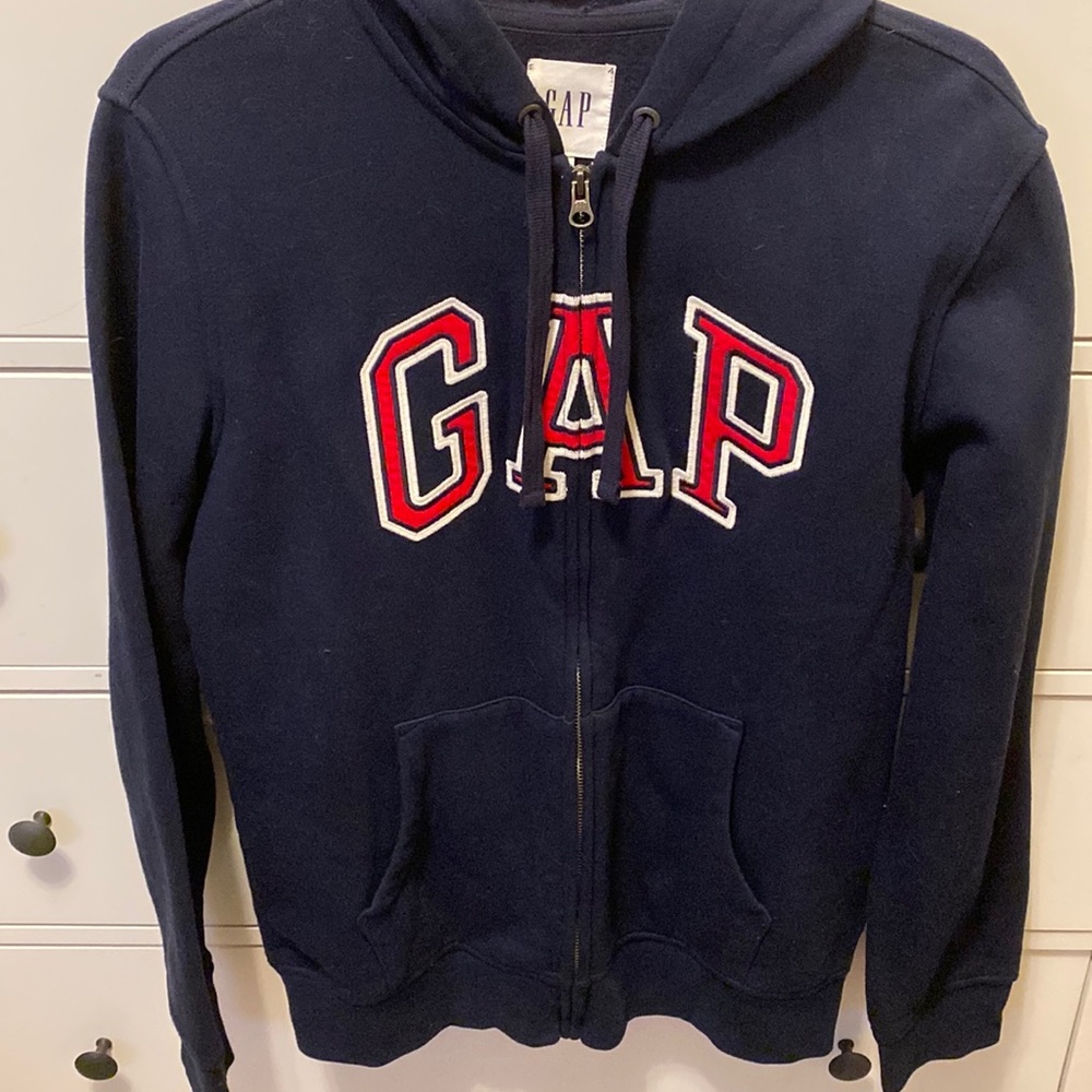 Red and Blue Gap Zipper Hoodie